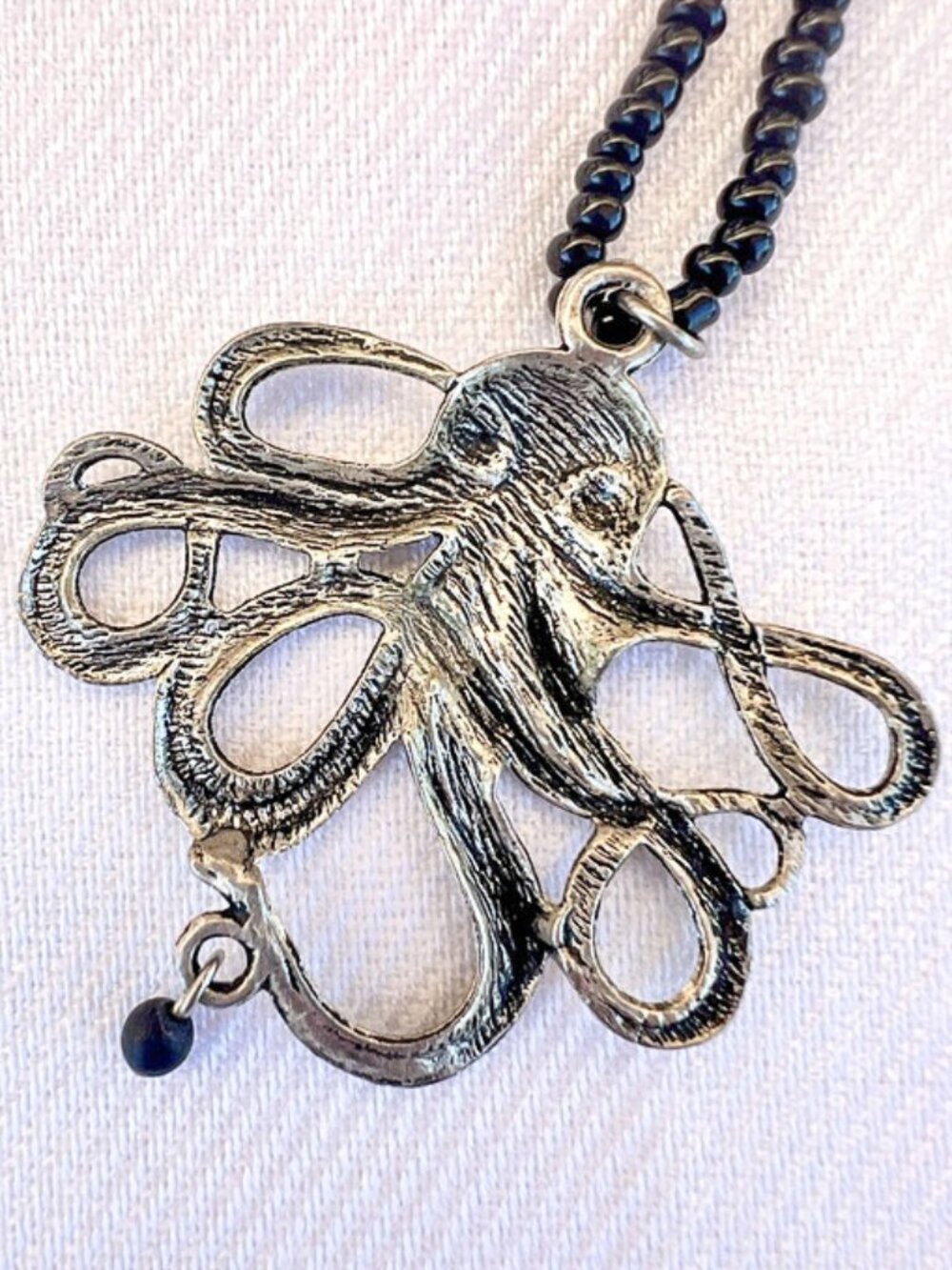 Black & Turquoise Seed Bead Necklaces with Kraken Octopus Pendant - Picture 5 of 7
